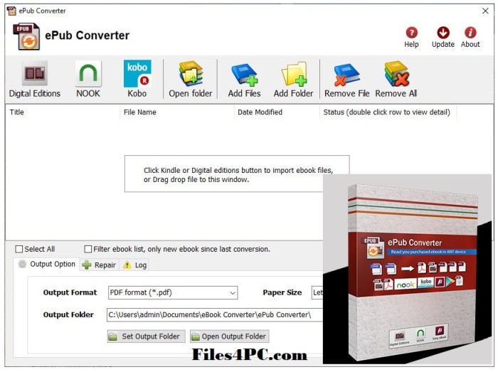 ePub Converter Full Version Interface